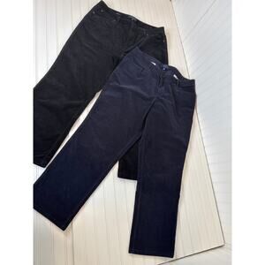 Talbots Velvet Pants Navy Blue & Black Mid Rise Straight Leg Casual BUNDLE Sz 16